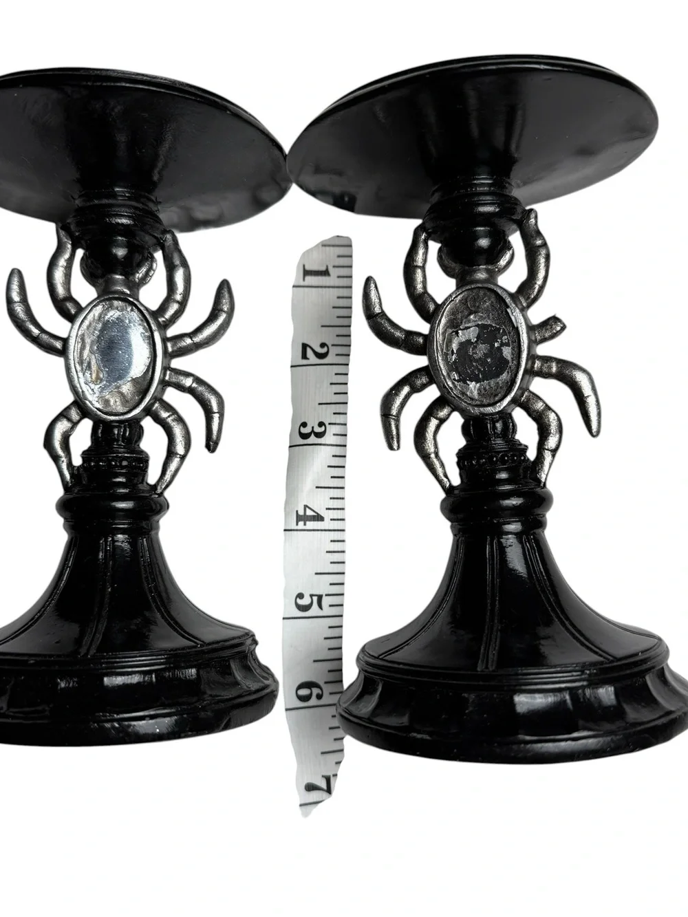 2 Spider Pedestal Candle Holders Halloween Goth Whimsical Witchy Victorian Edwar